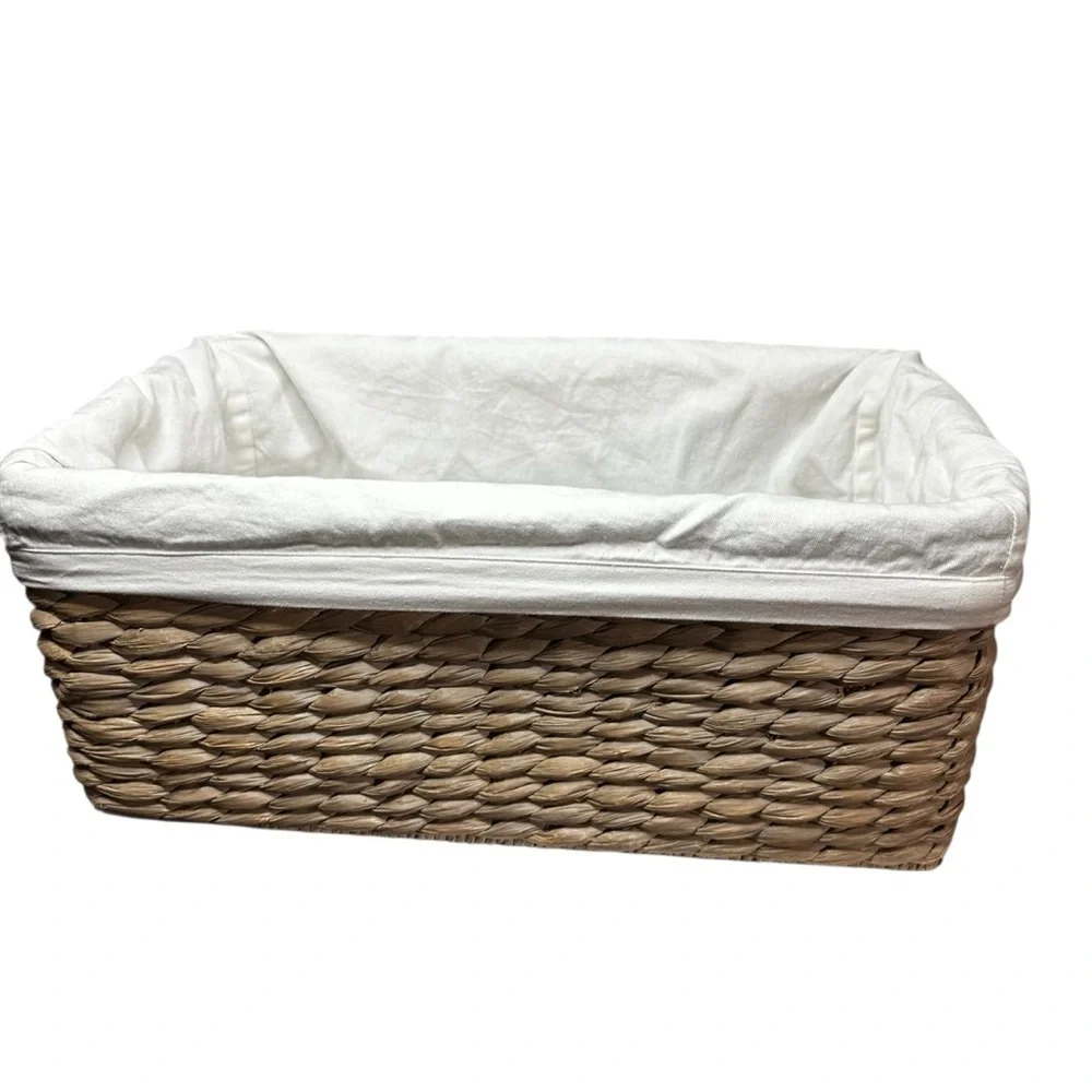 RH Baby & Child Seagrass Storage Basket Large w/ Liner Shelf Bin